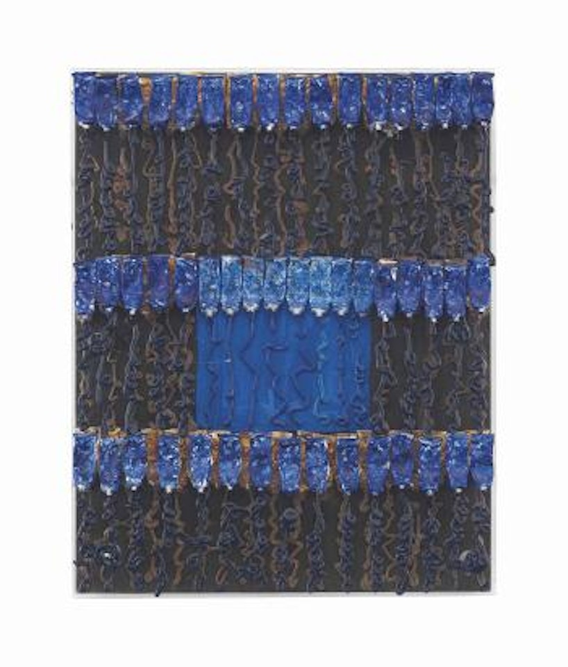 Superposition (Blue Over Brown) by Arman
