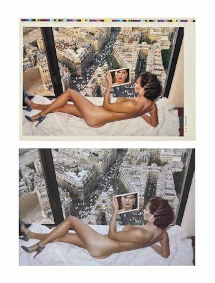Bergstrom over Paris, 1976 by Helmut Newton