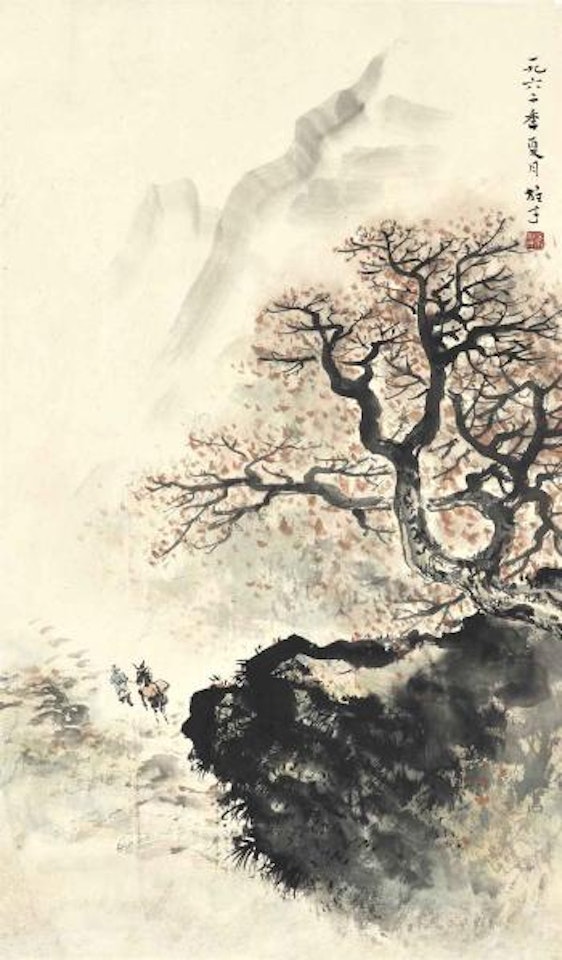 Traveling in an Autumn Landscape by Li Xiongcai
