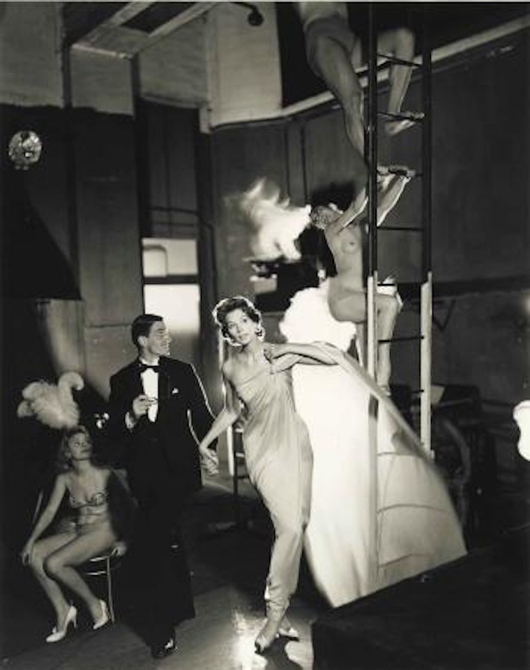 Suzy Parker and Robin Tattersall, Evening Dress by Griffe, Folies-bergère, Paris, August 1957 by Richard Avedon
