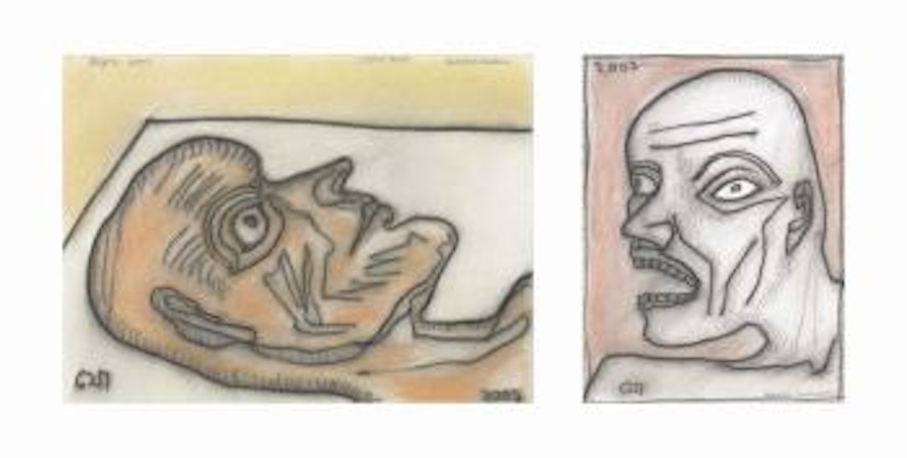 Reclining Man in Agony; Untitled (In Anger) by Jogen Chowdhury