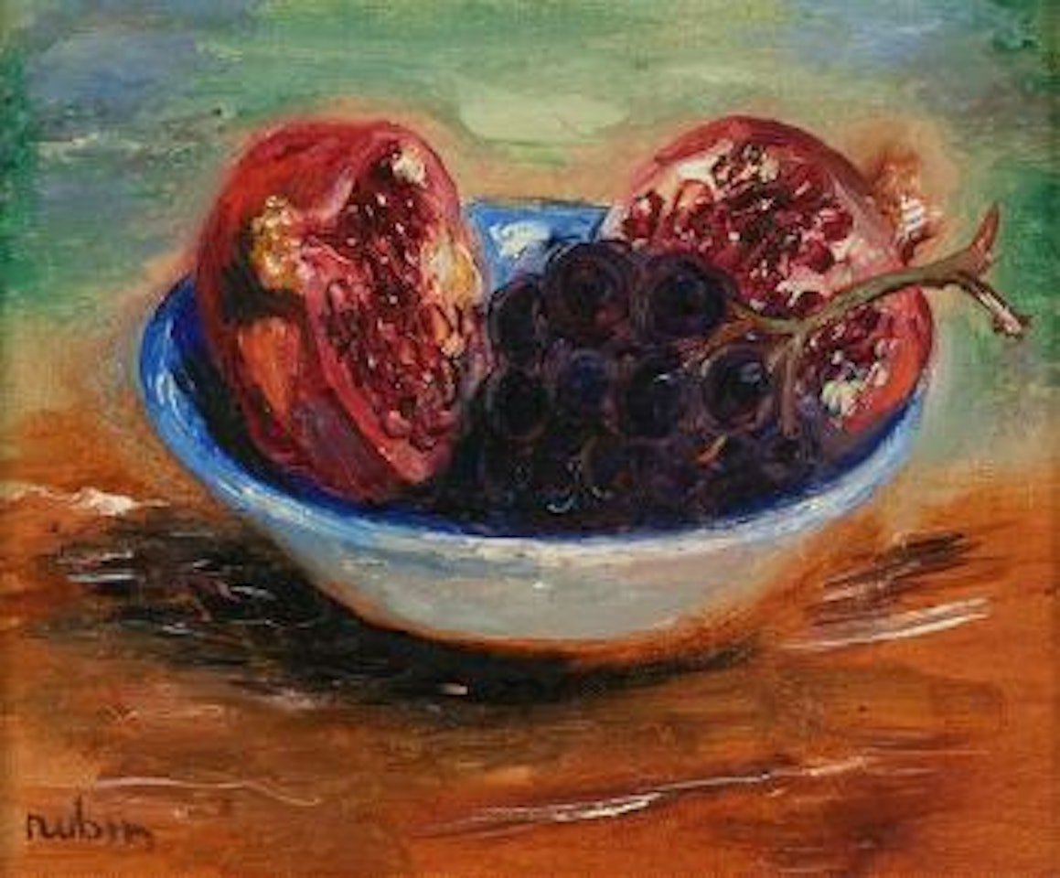 Pomegranate and grapes by Reuven Rubin