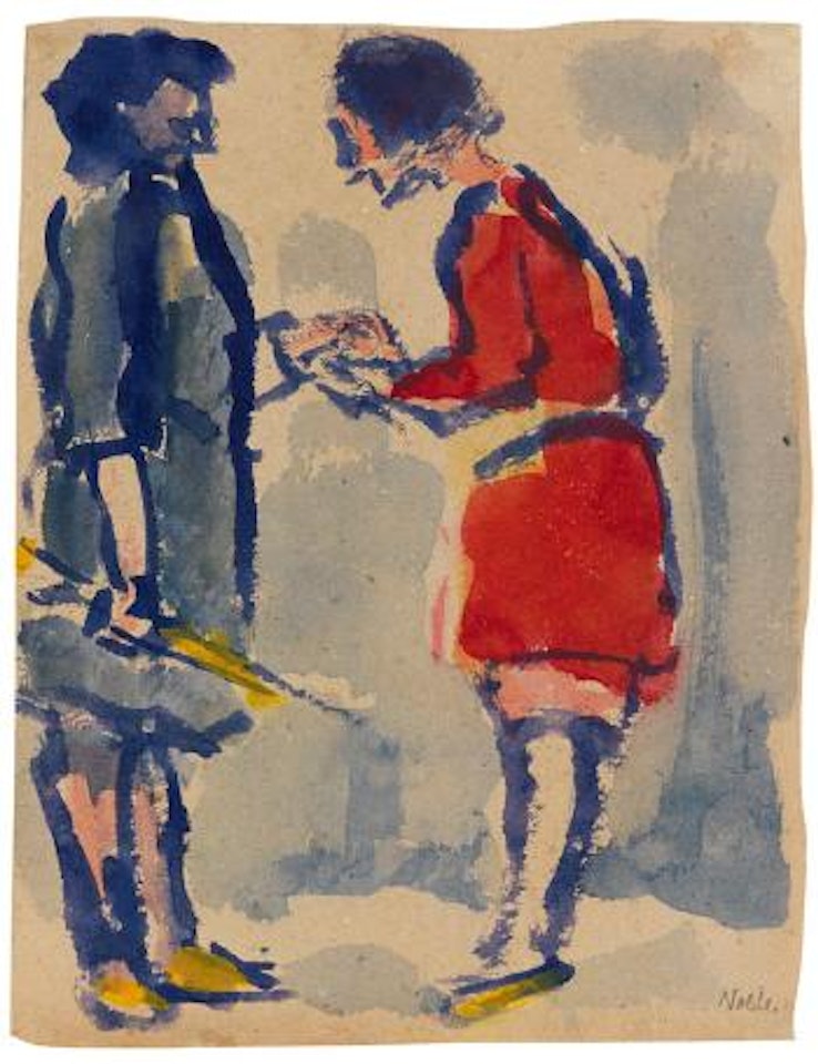 Theaterszene, zwei Mädchen by Emil Nolde