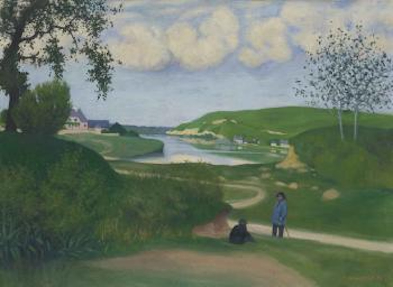 Paysage Avec Rivière Et Deux Figures, 1918 by Félix Vallotton