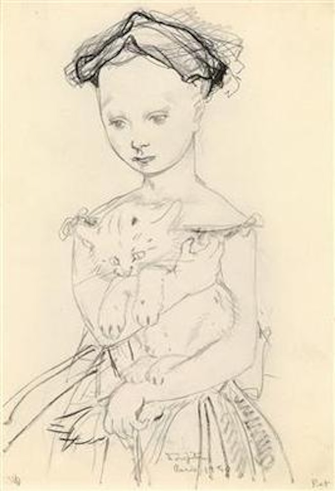 Girl with Cat by Leonard Tsuguharu Foujita
