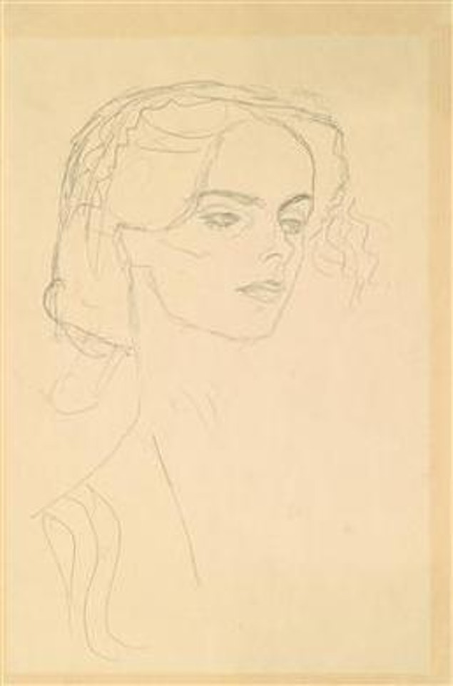 Head of a Girl in three-quarter profile turned towards the Right by Gustav Klimt