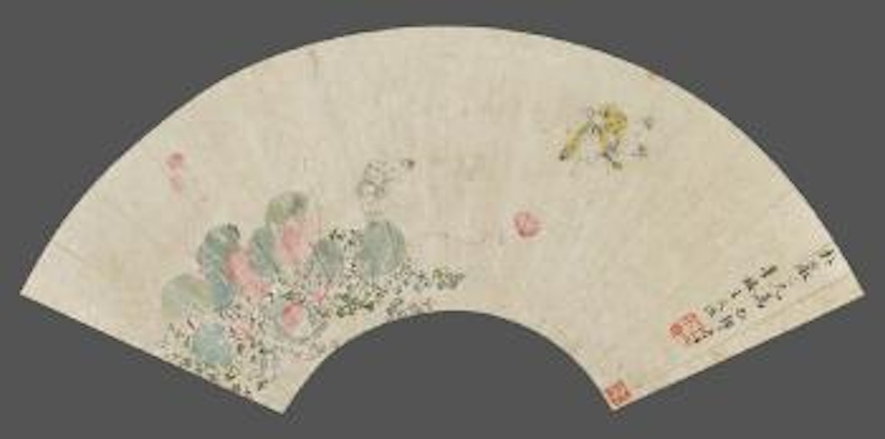 (a) Butterflies and Lotus; (b) Bird on Flowering Branch by Xie Zhiliu by Wang Wenzhi