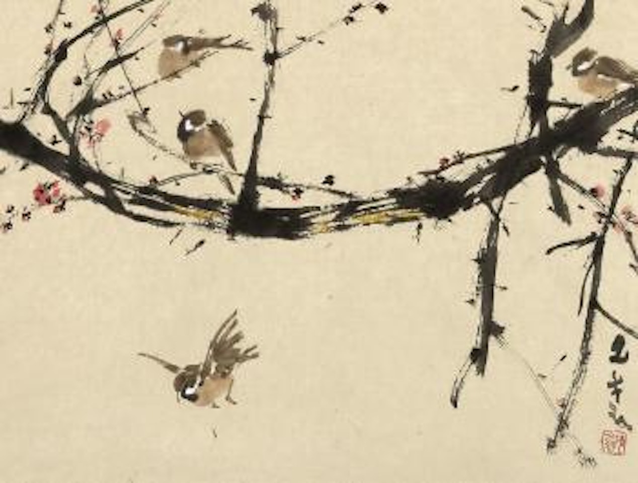 Sparrows and Plum Blossoms by Chen Wen Hsi