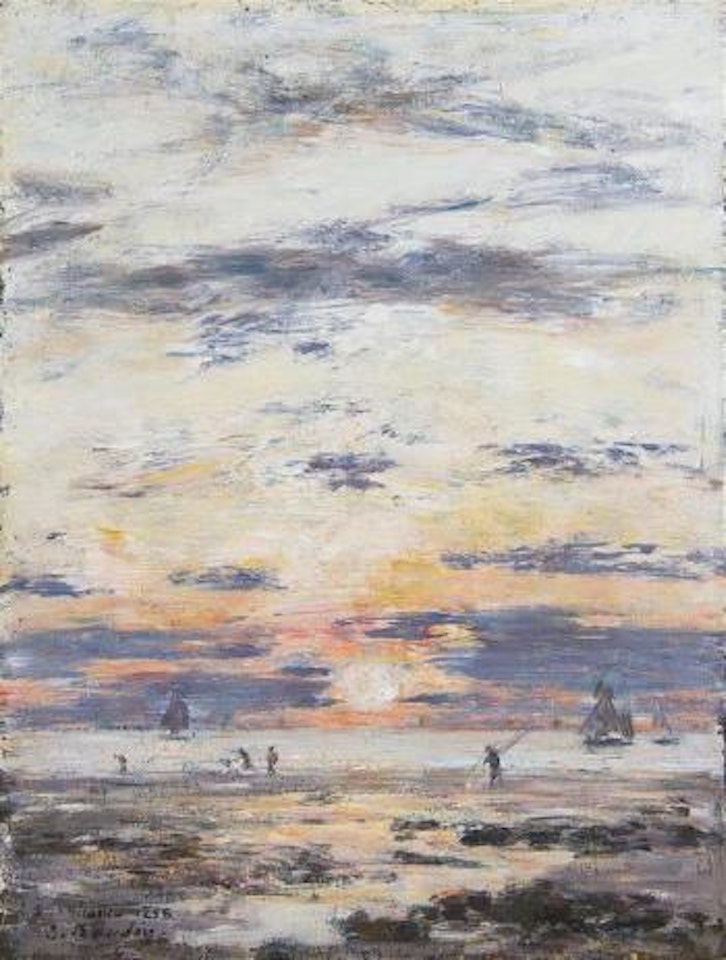 Marée basse aux environs de Sainte-Adresse - Soleil couchant by Eugène Boudin