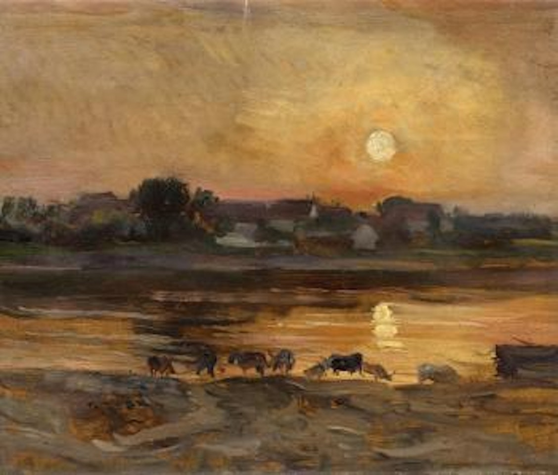 Cows at the Trough by Christian Friedrich Gille
