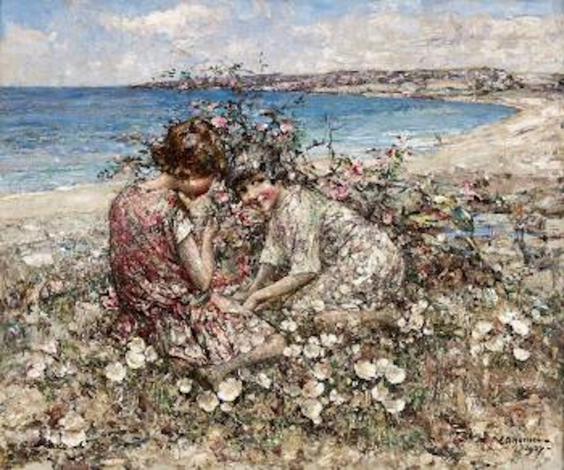 Gathering wild flowers, Brighouse Bay by Edward Atkinson Hornel