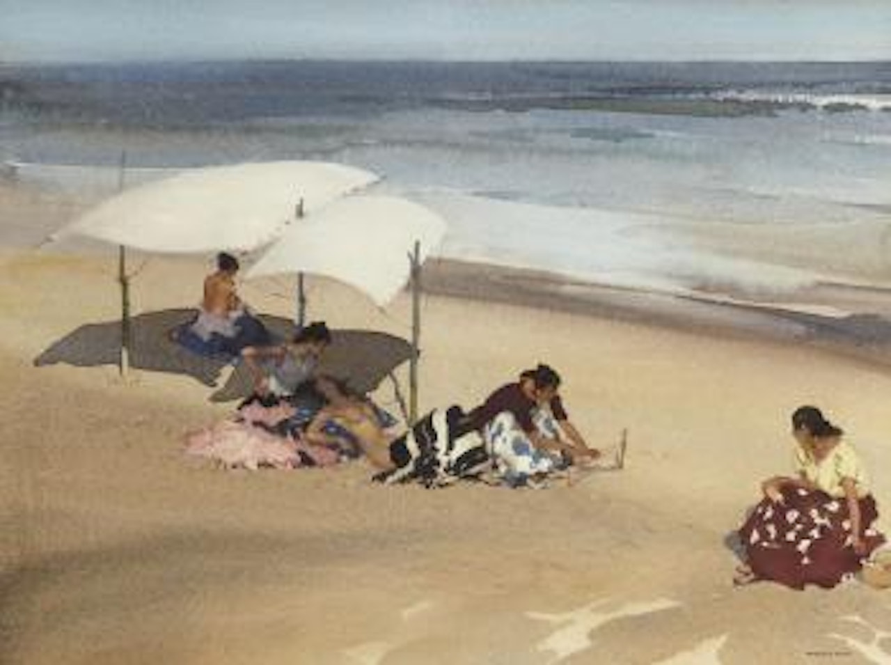 Gypies on the beach at Zarauz by William Russell Flint
