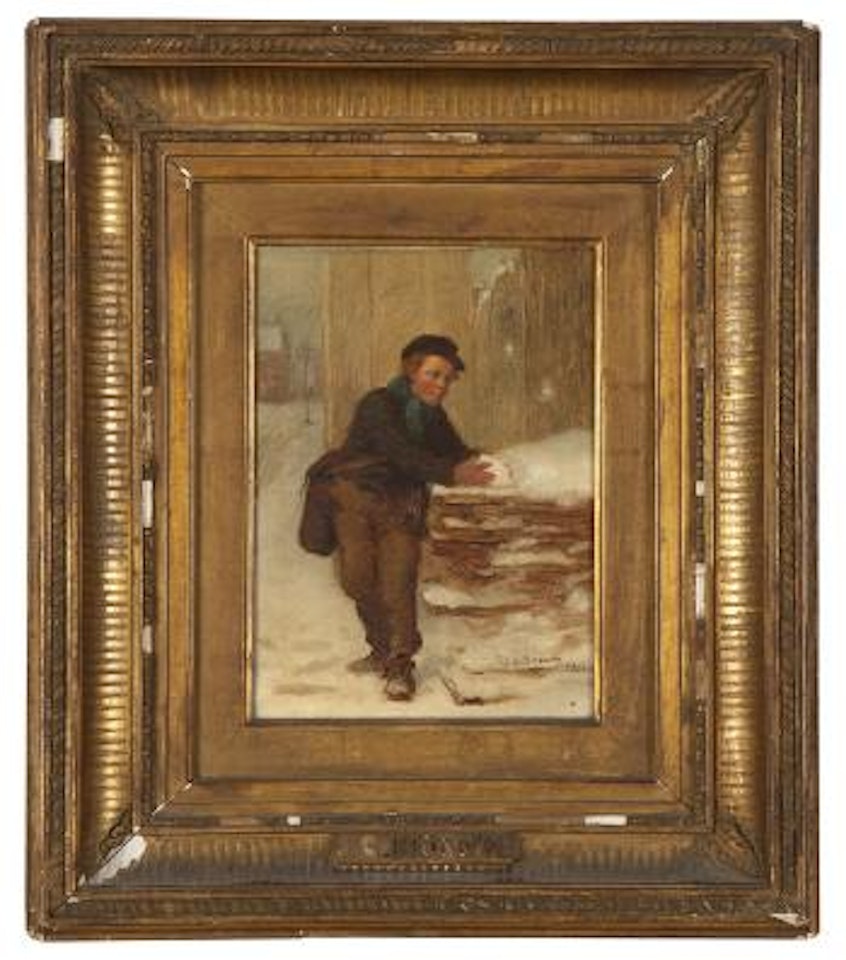 Boy holding a snowball by John George Brown