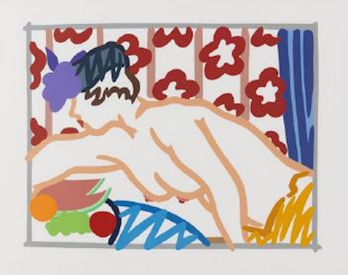 Judy reaching over table by Tom Wesselmann