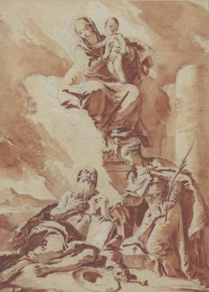 The Madonna And Child Adored By Saints Jerome And Catherine of Alexandria by Giovanni Battista Tiepolo