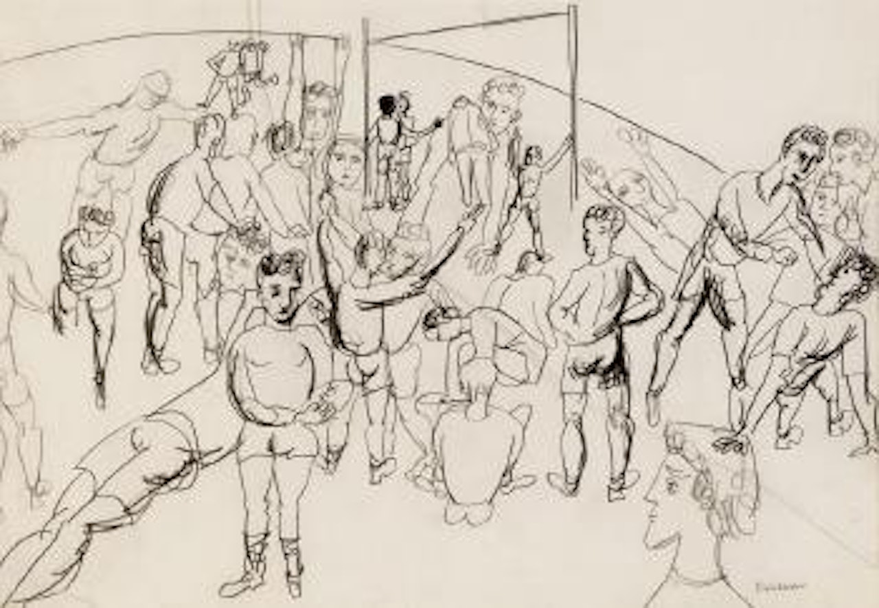 The football field by Charles Blackman