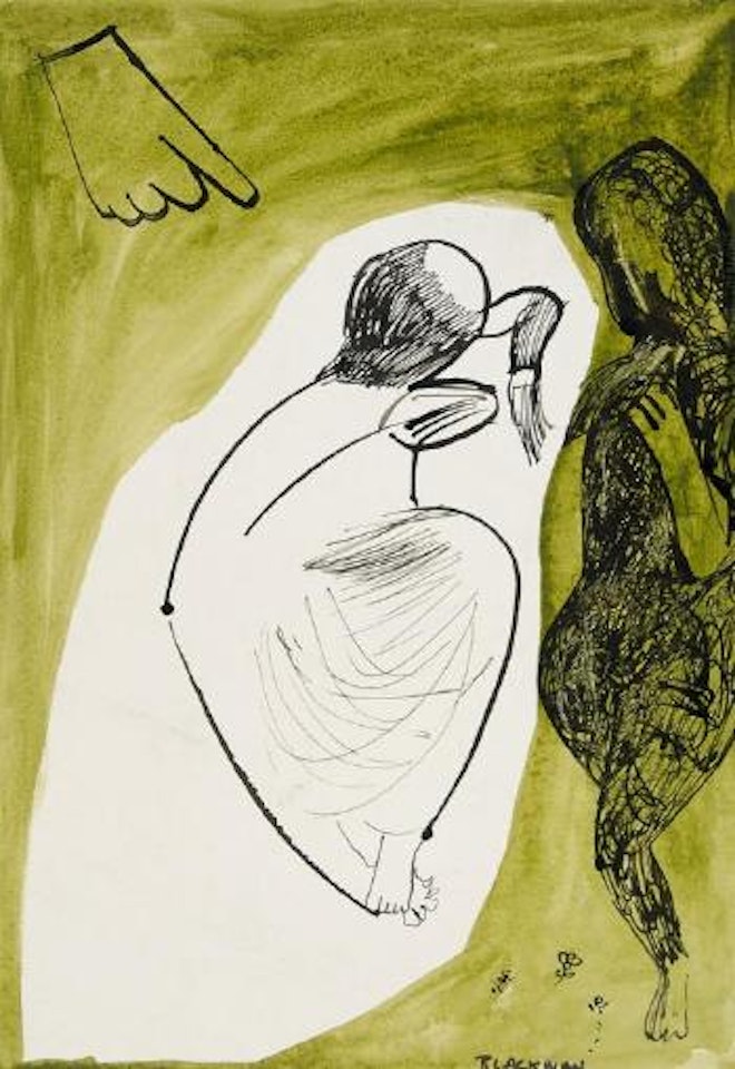 Masks and fishes by Charles Blackman