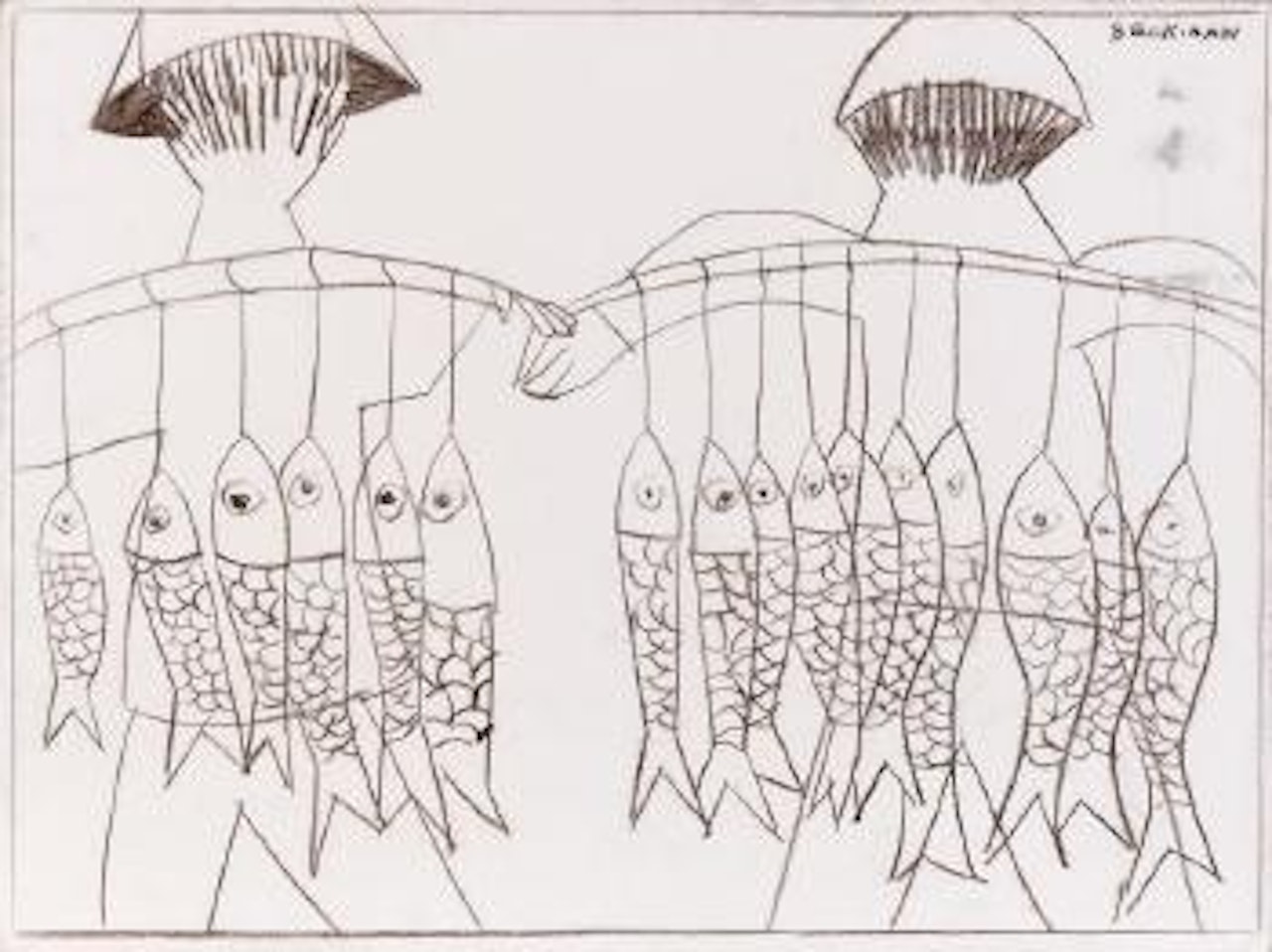 Fish market by Charles Blackman