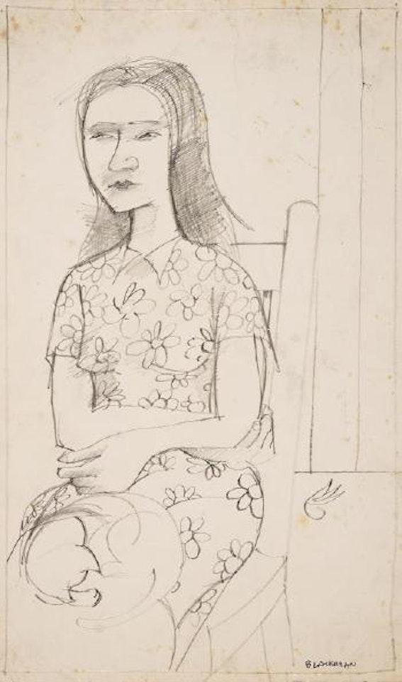 Girl and cat by Charles Blackman
