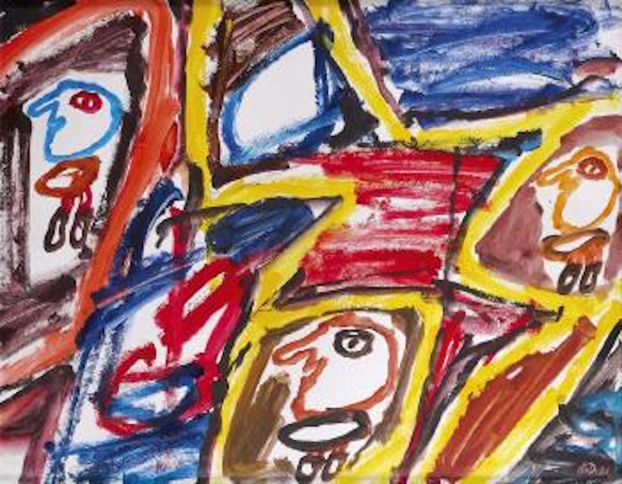 Site avec 3 personnages by Jean Dubuffet