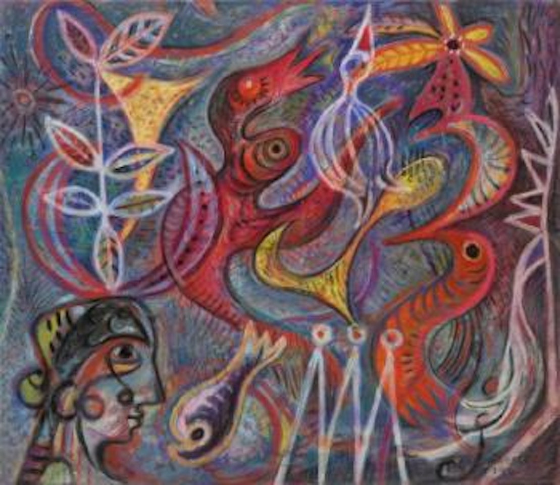 Untitled (surreal landscape) by René Portocarrero