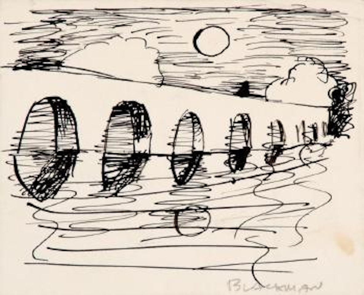 Bridge at night by Charles Blackman