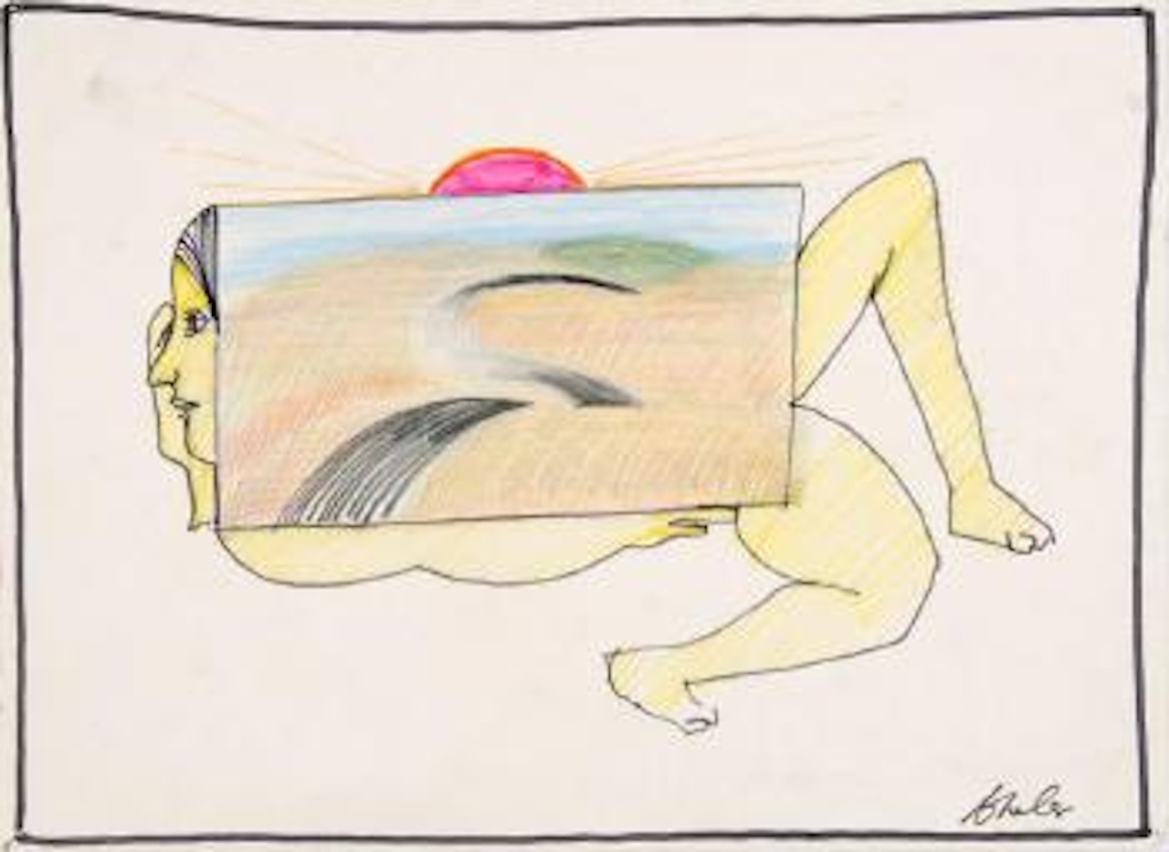 Figure with internal roadway by Charles Blackman