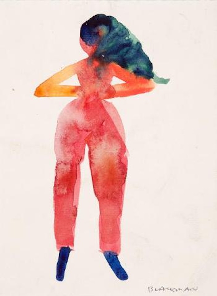 Girl with hands on hips by Charles Blackman