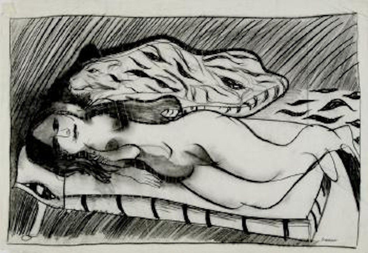 Girl resting by Charles Blackman