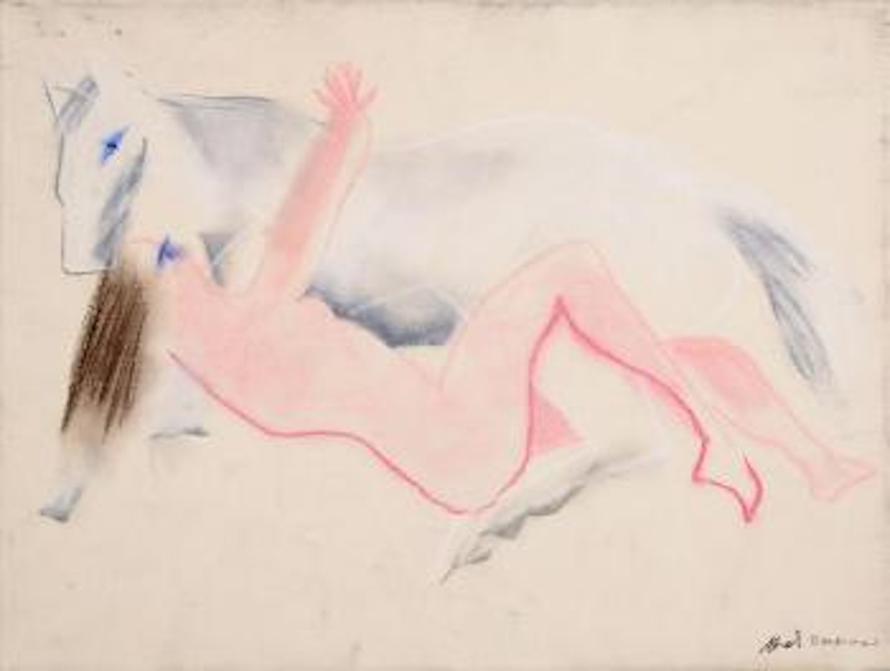 Nude and white horse by Charles Blackman