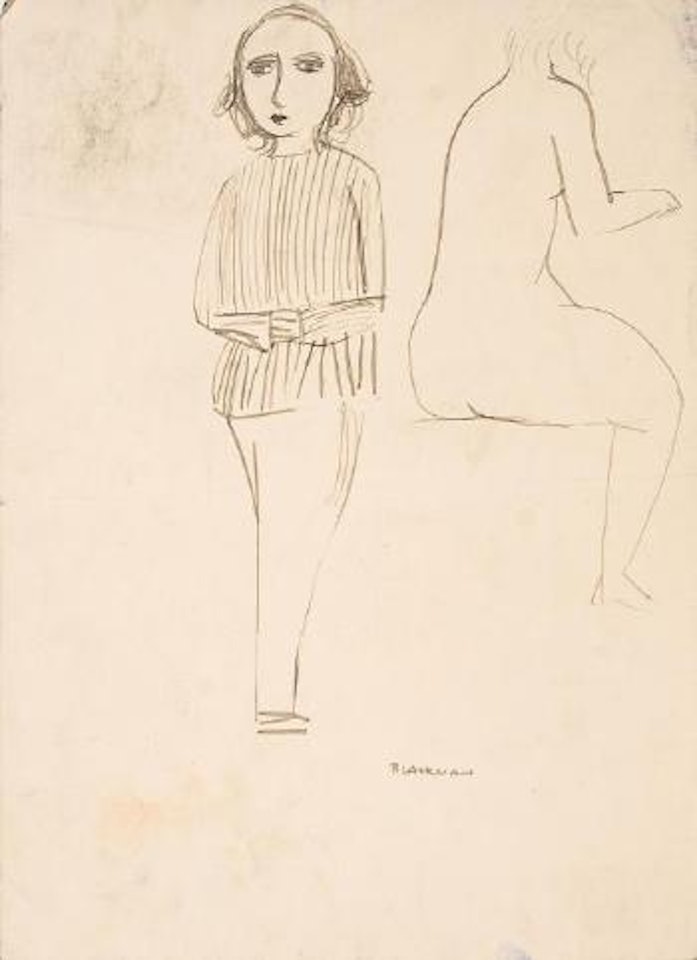 Girl in striped jacket by Charles Blackman