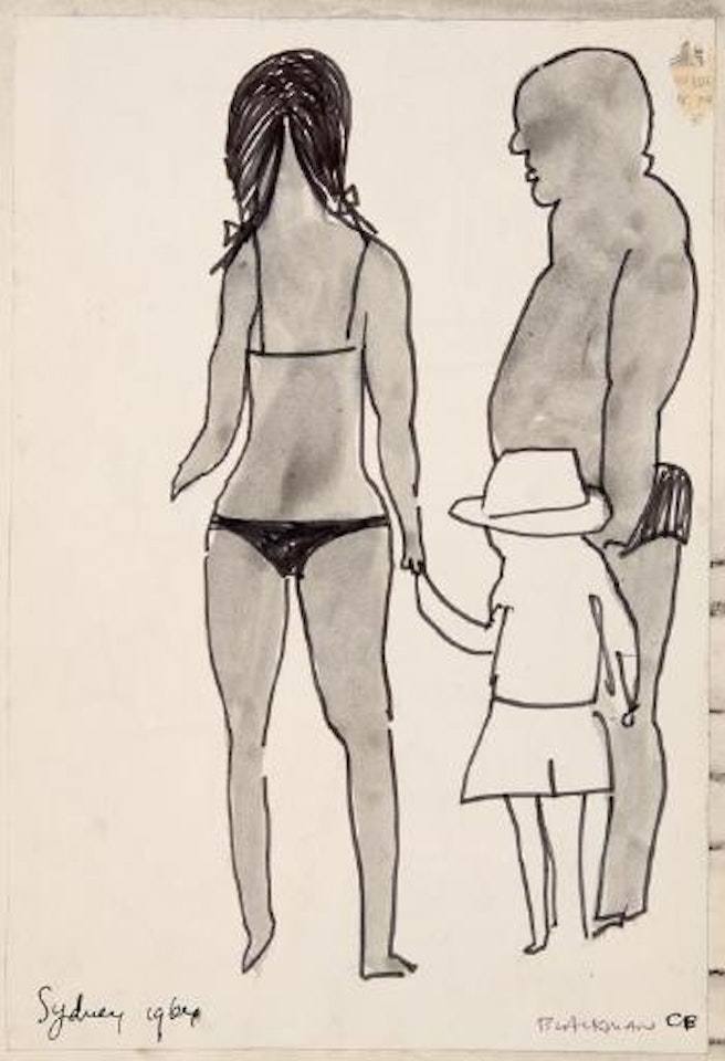 Family on the beach by Charles Blackman