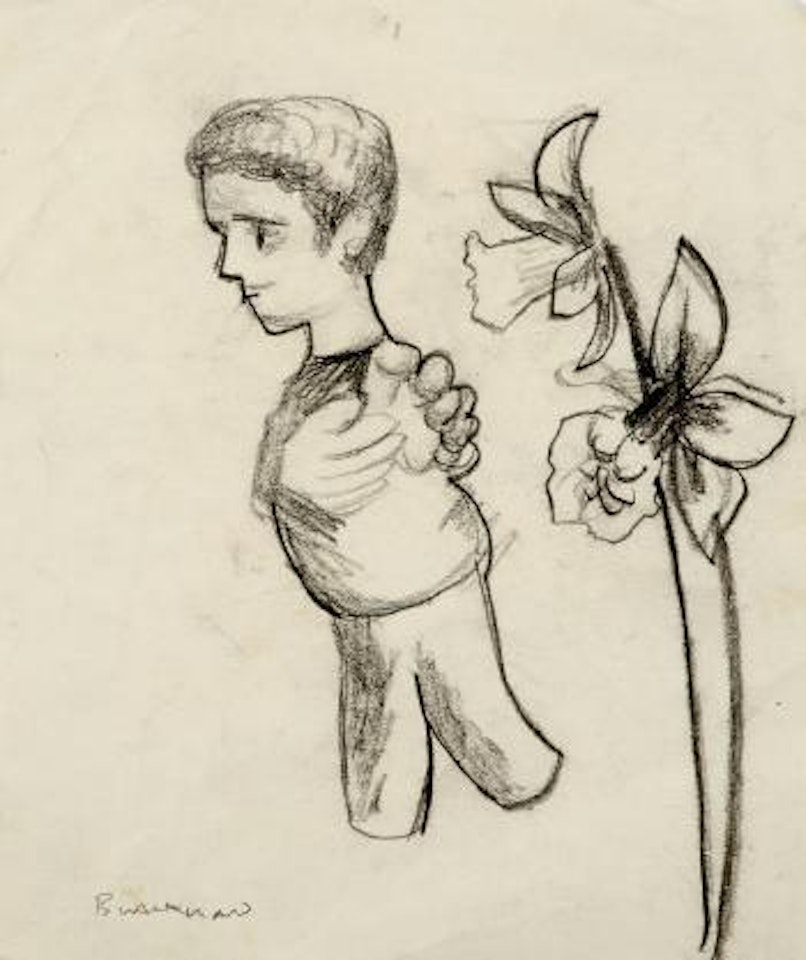 Boy and daffodils by Charles Blackman