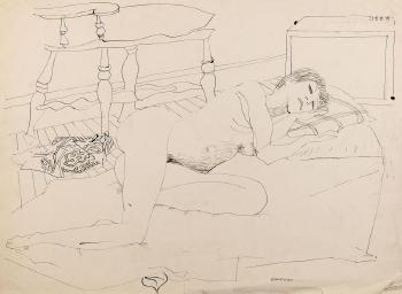 Nude on bed by Charles Blackman
