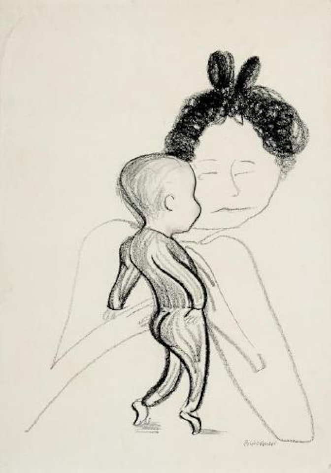 japanese woman and son by Charles Blackman