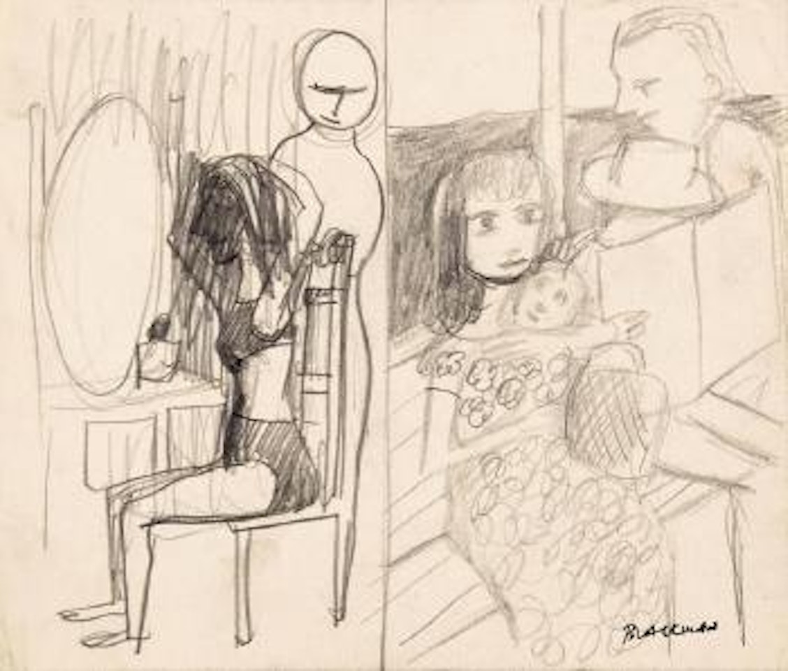 Travellers aboard boat by Charles Blackman