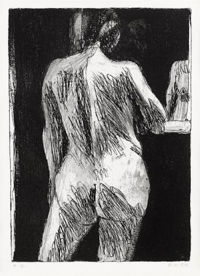 #17 (black view of standing nude woman with partial reflection) by Richard Diebenkorn