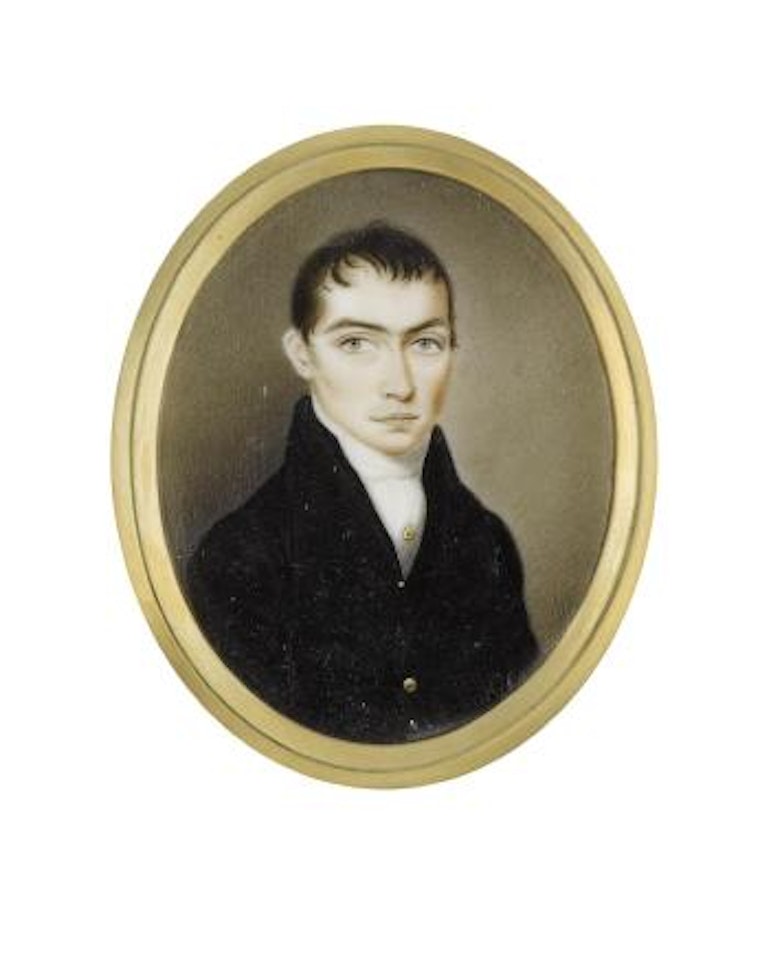 A pair of portraits of a Lady and a Gentleman called, Samuel and Rachael Lloyd he, wearing black coat and waistcoat, white chemise, stock and cravat, the latter secured with a jewelled cravat pin; she, wearing black dress over white slip by English School