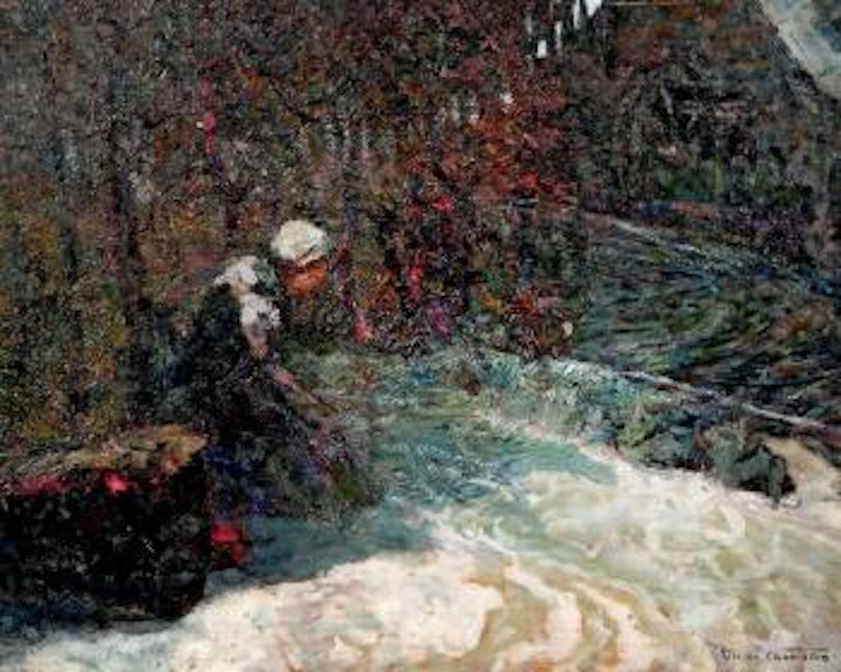Femme au bord de la rivière by Victor Charreton