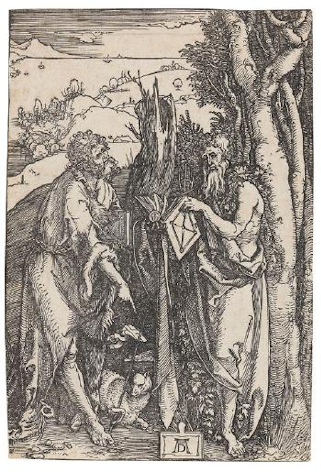 Johannes der Täufer und Onuphrius mit der Hopfengirlande by Albrecht Dürer