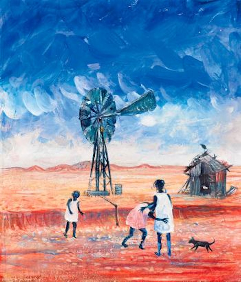 Aboriginal Children and Windmill by Arthur Merric Bloomfield Boyd