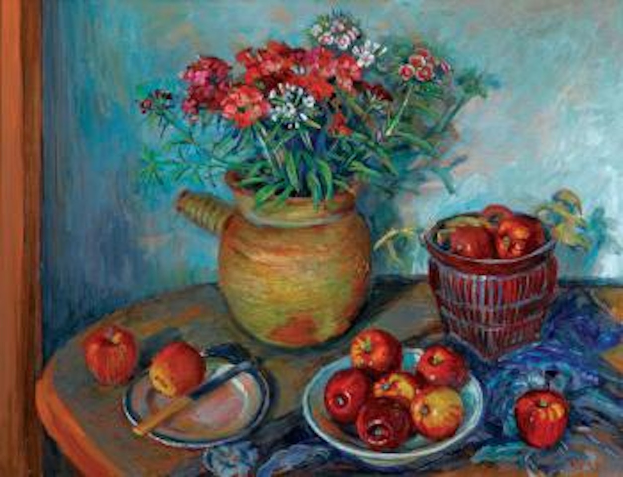 Sweet Williams and Apples by Margaret Hannah Olley