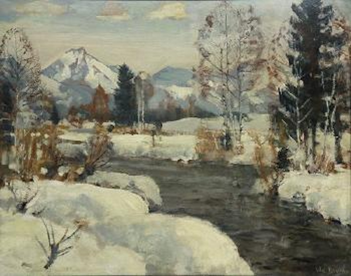 Snow with creek by Walter Emerson Baum