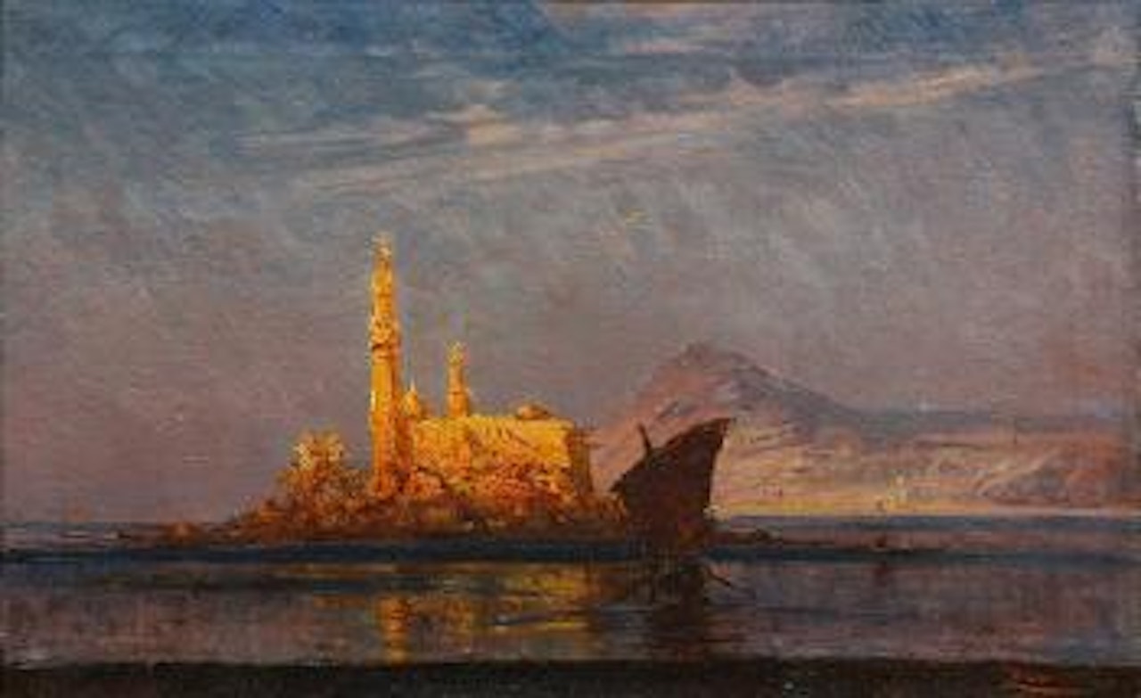Harbor sunset by Félix Ziem