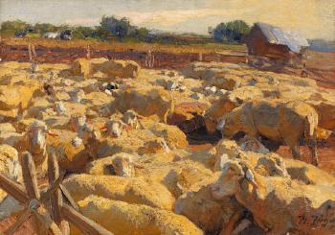 Schafe im Pferch by Heinrich von Zugel