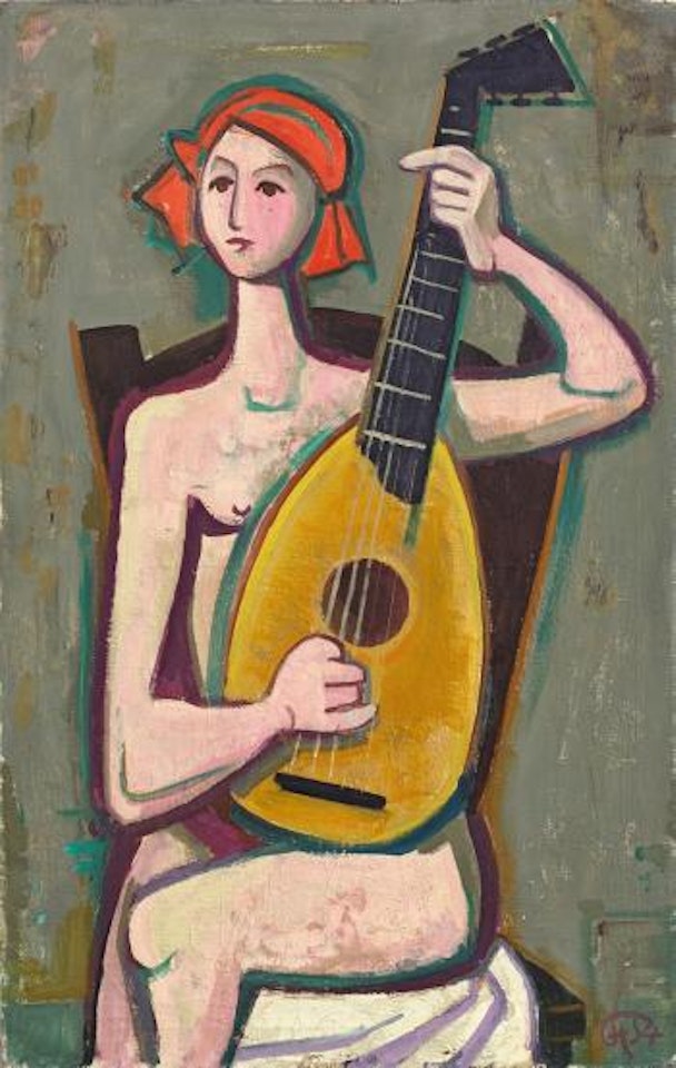 Mädchen Mit Gitarre by Karl Hofer