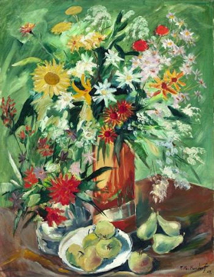 Blumenstilleben Mit Früchten by Franz Heckendorf