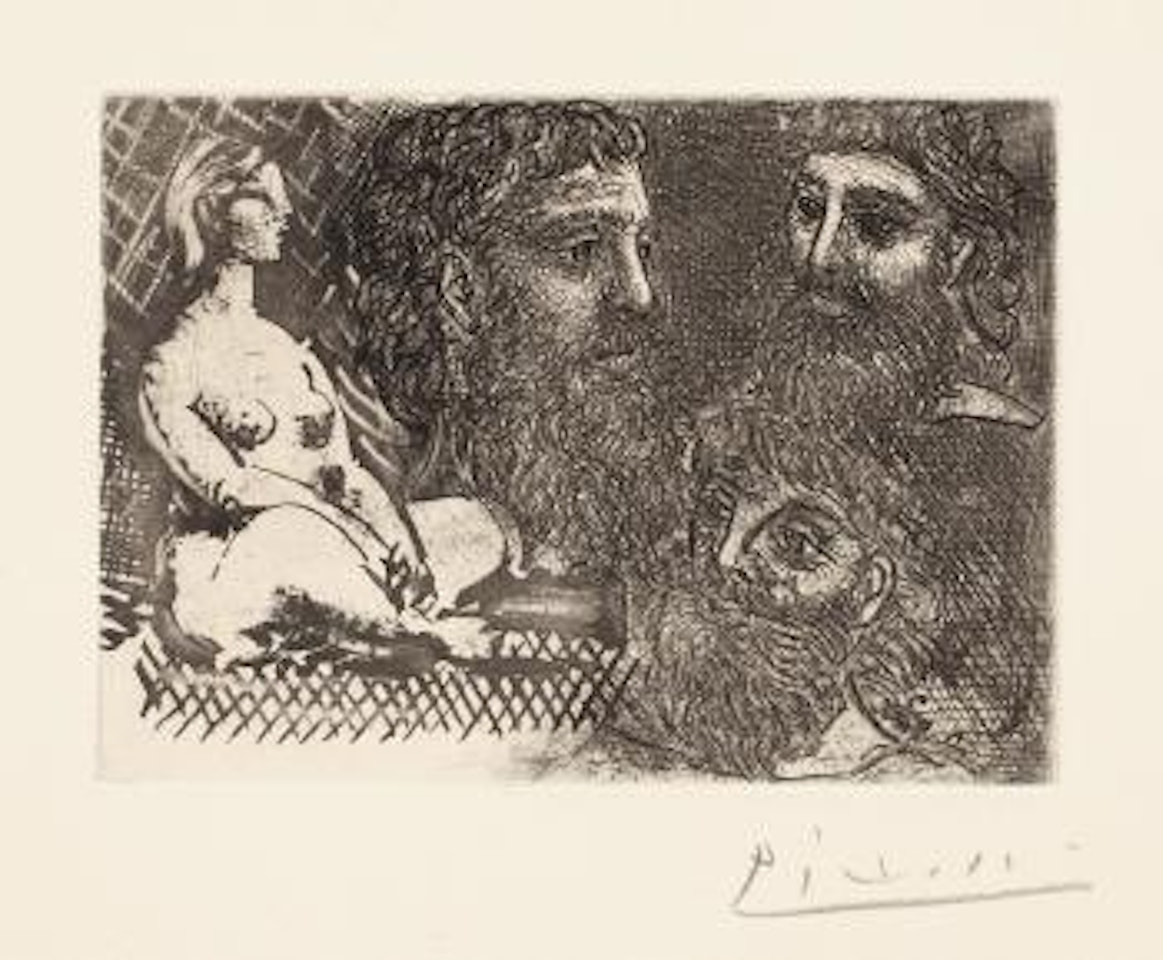 Marie-Thérèse En Idole Et Trois Grecs Barbus by Pablo Picasso