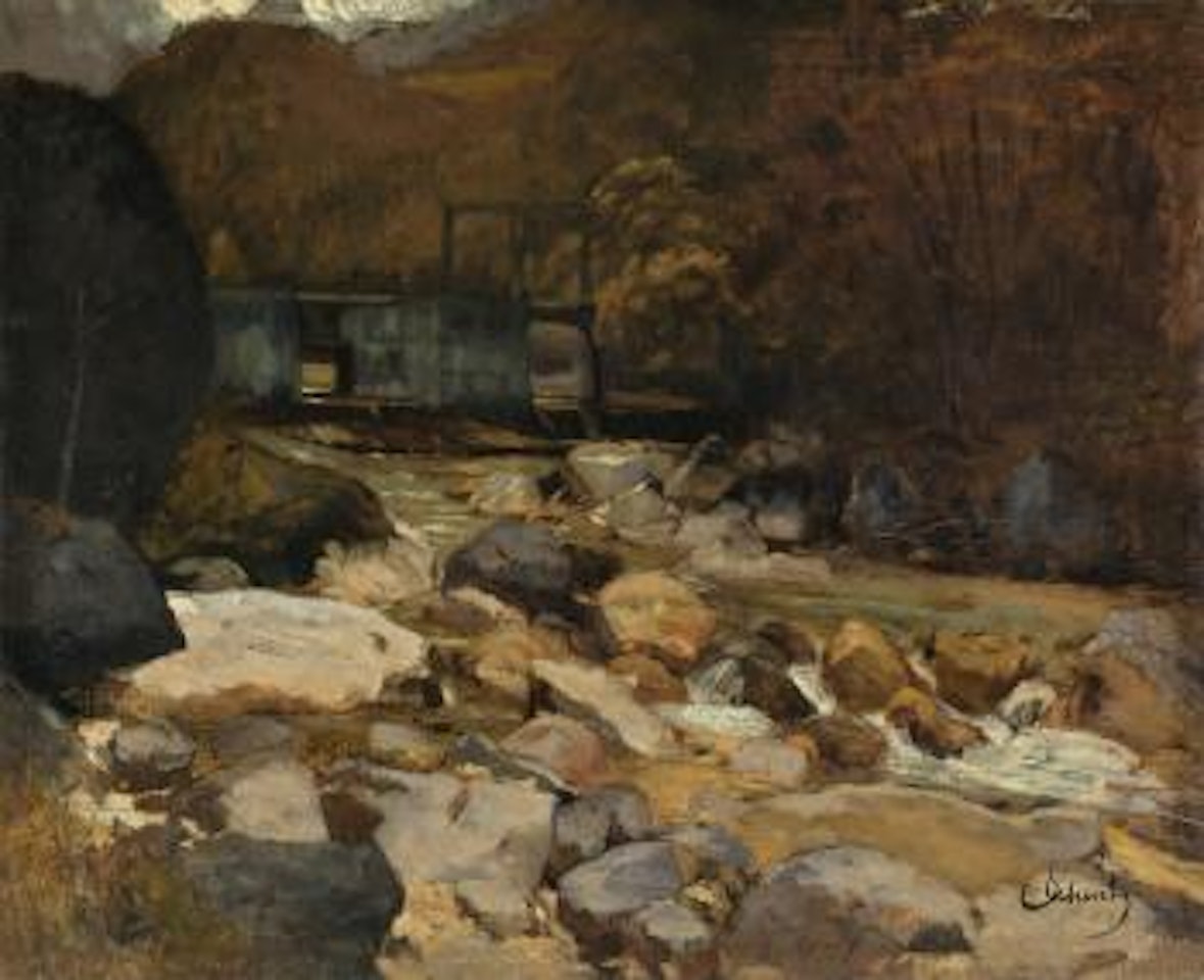 Ein Stauwehr In Prags, Südtirol by Carl Schuch