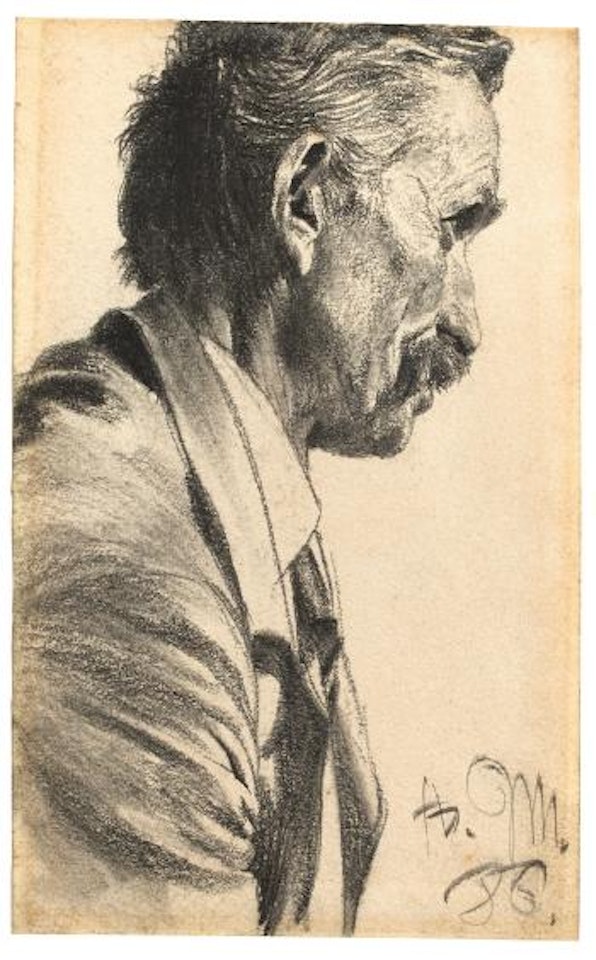 Brustbild Eines Mannes Nach Rechts by Adolph Menzel